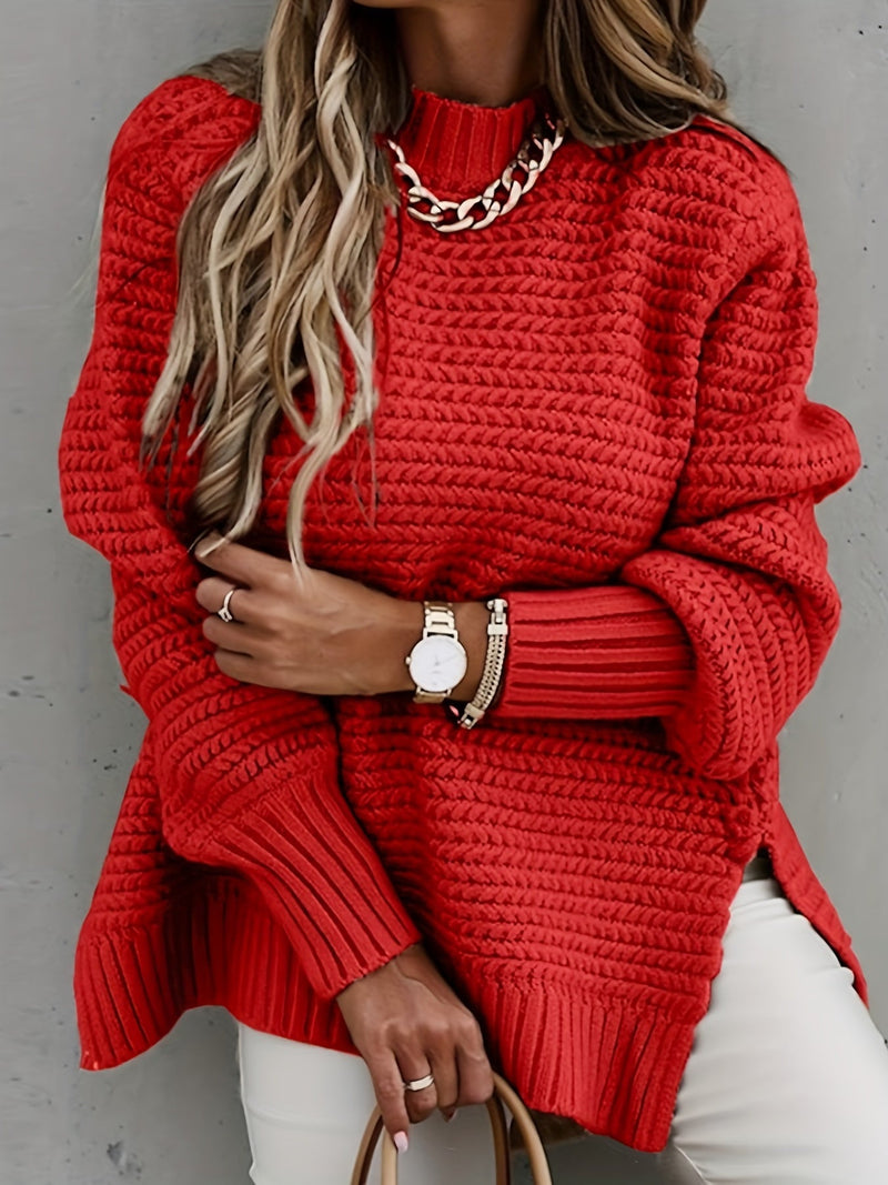 Mock Neck Chunky Knit Sweater Ey8521