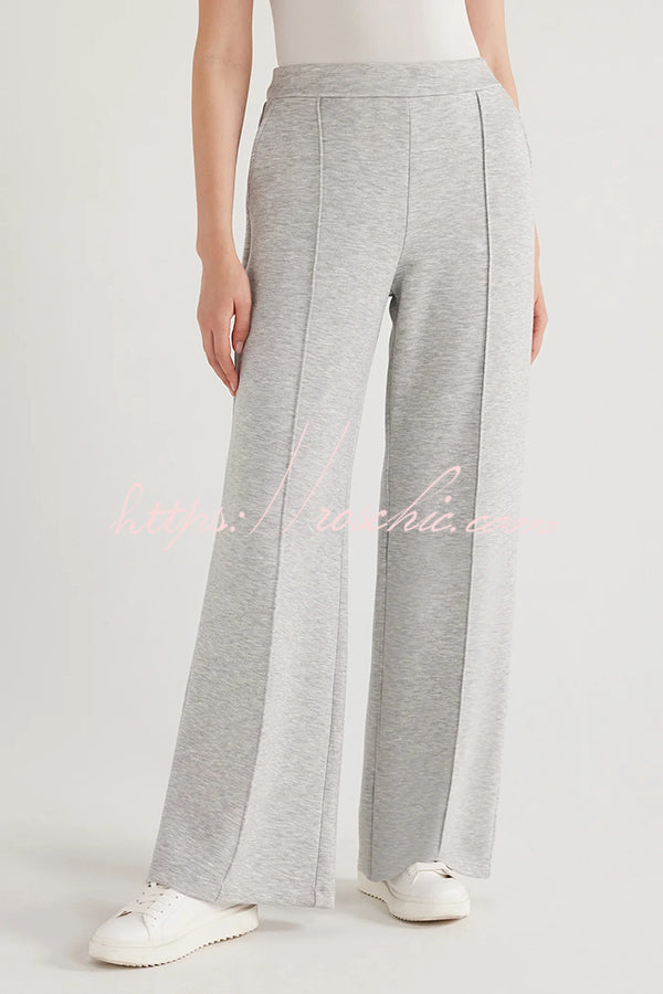 Weather Gets Cold Color V-neck Top and Elastic Waist Pocketed Lounge Pants Set
