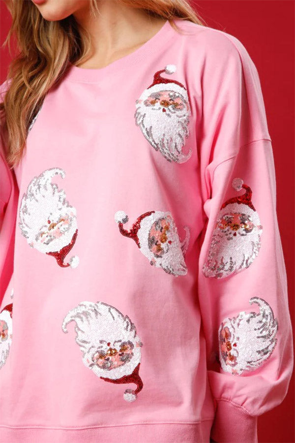 Round Neck Loose Halloween Sequined Sweatshirt