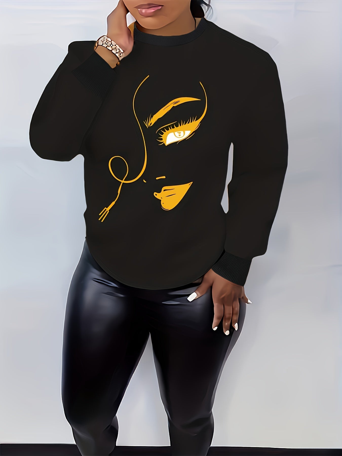Graphic Print Pullover Sweatshirt Fg3549