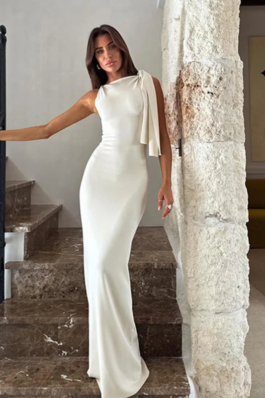 Jersey O-neck Fitted Club Maxi Dress
