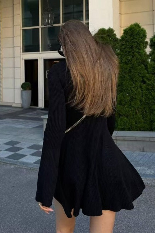 Long Sleeve A-line Sweater Dress