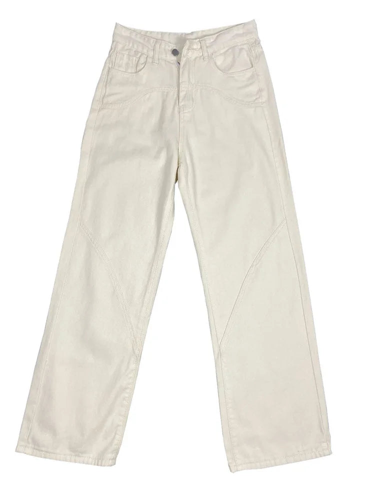 High Waist for Straight Legg Slim Summer Straight High Street Sweatpants Pocket Denim Trousers