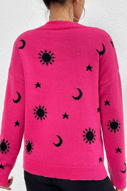 Skull Jacquard Crew Neck Pullover Knitted Sweater