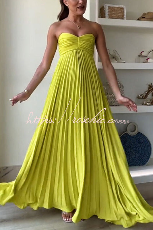 Exquisite Princess Pleated Off Shoulder With Scarf Party Maxi Dress