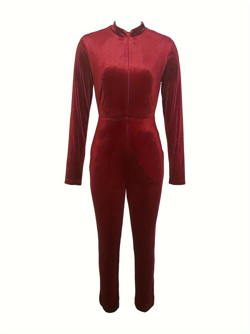 Long Sleeve Zip Up Jumpsuit Yr0875