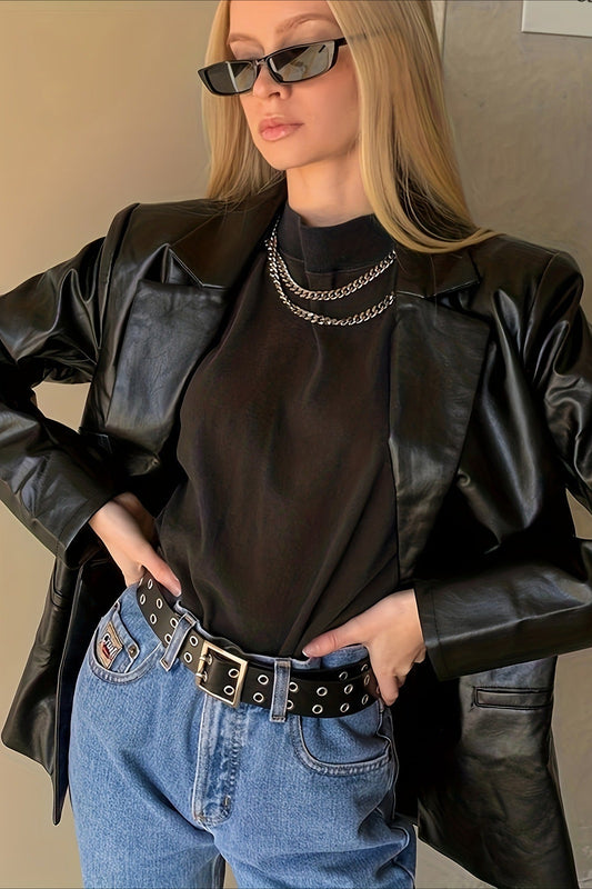 Loose Pu Blazer Coat