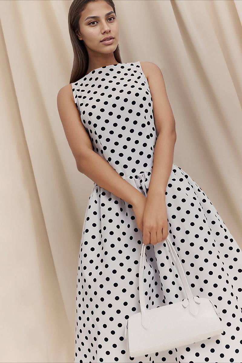 Polka Dot Sleeveless Maxi Dress