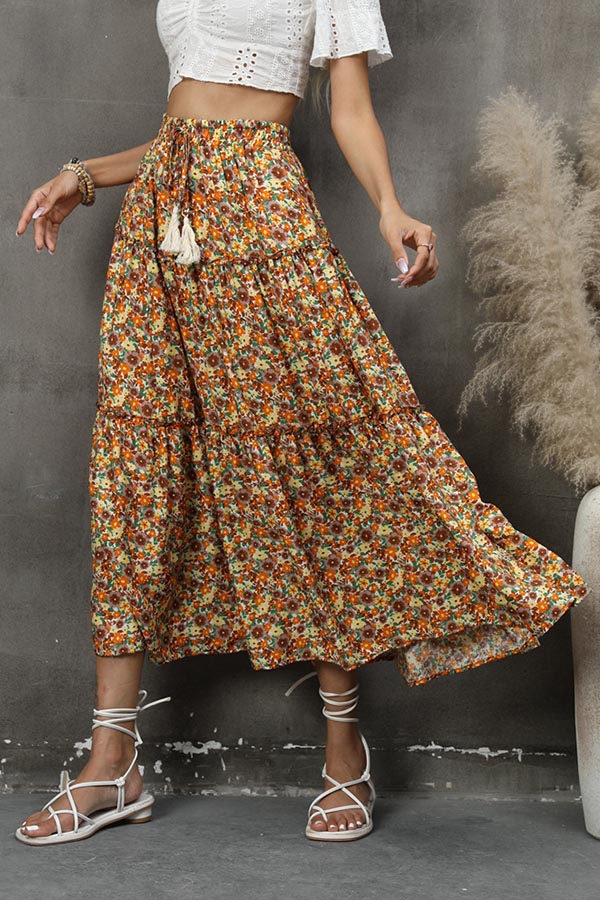Fungus Lace Stitching Layered Skirt Tassel Seaside Holiday Beach Skirt