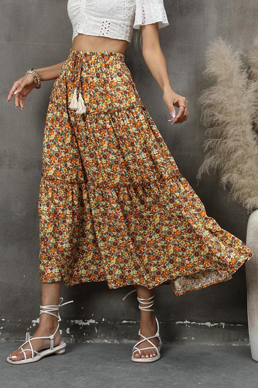 Fungus Lace Stitching Layered Skirt Tassel Seaside Holiday Beach Skirt