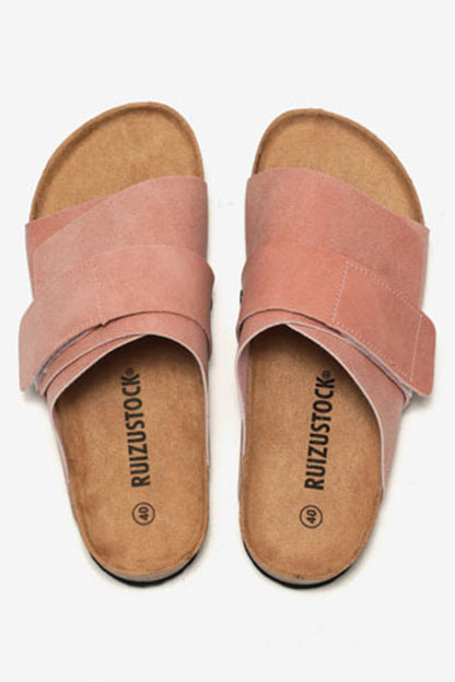 Frosted Leather Beach Slip-on Sandals