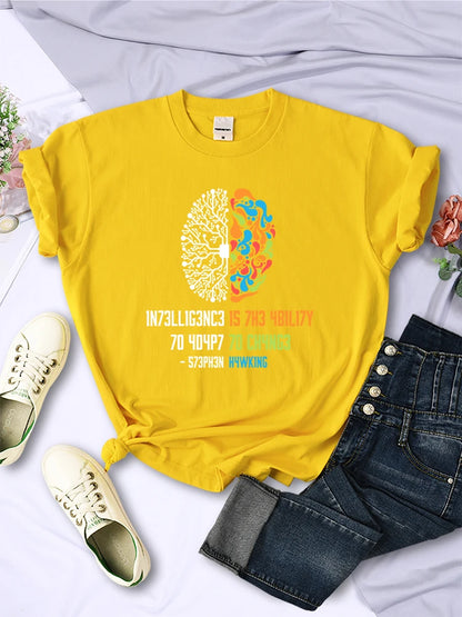 Intelligence Is the Ability to Adapt to Change T-shirts for All-math Breathable Short Sleeve Street Female Tops