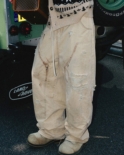 Distressed Double-knee Pants
