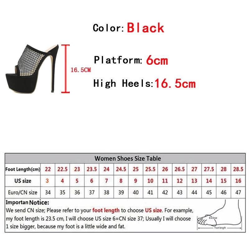 Liyke Peep Toe Platform Heels Black Mesh Summer Sandals ’s Party Shoes