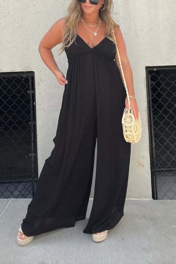 V-neck Effortless Wide Leg Jumpsuit