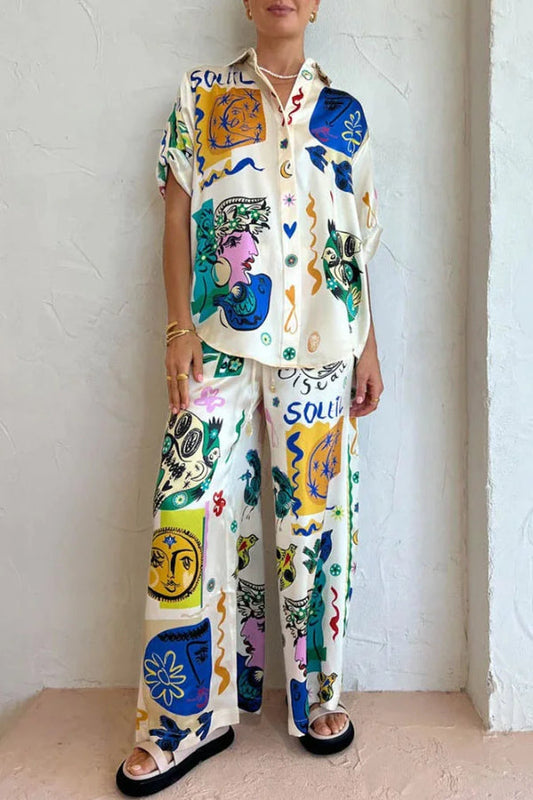 Artistic Graffiti Print Two-piece Set
