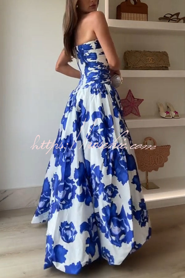 Perfect Moment Off Shoulder Ruched Bodice Drape Bubble Hem Maxi Dress