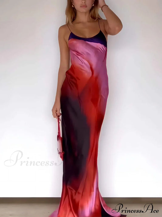 Abstract Stylish Halter Maxi Dress