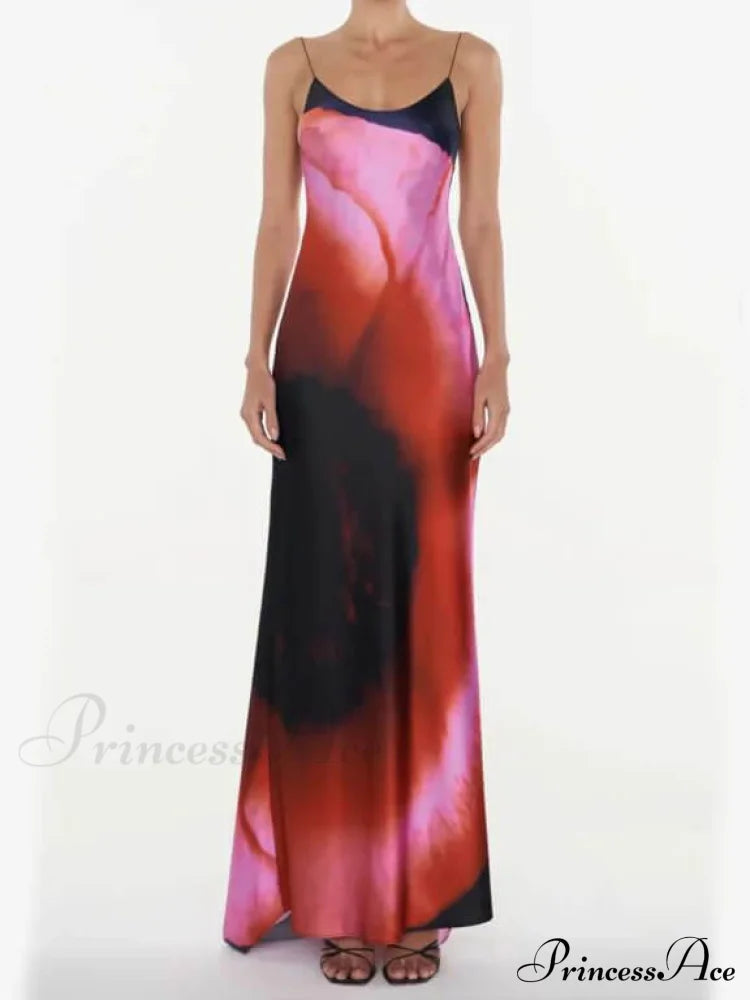 Abstract Stylish Halter Maxi Dress