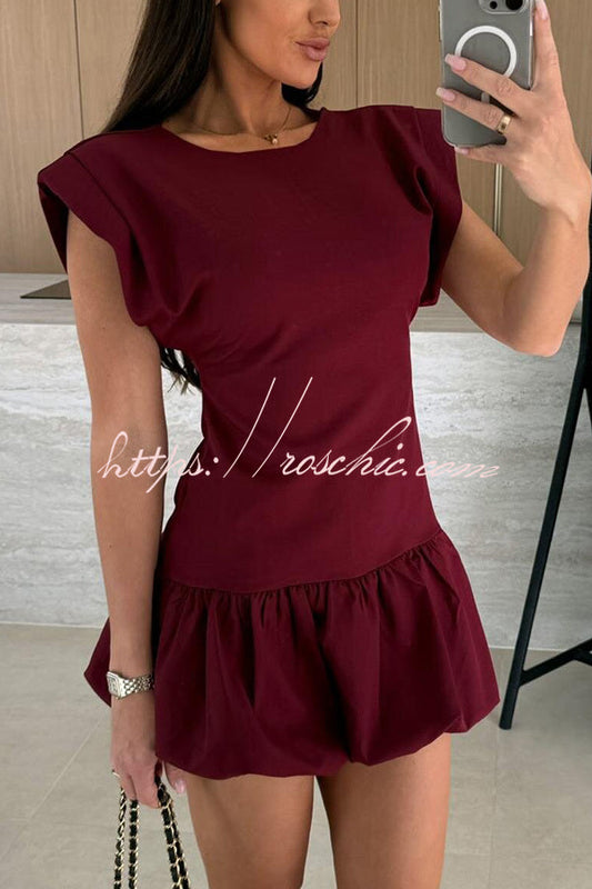 Color Round Neck Sleeveless Ruffle Fitted Mini Dress