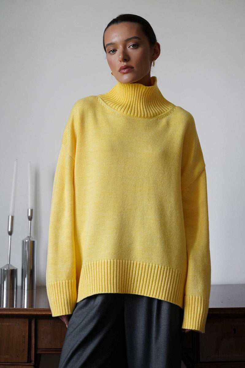 Loose Fit Turtleneck Euro Knit Sweater