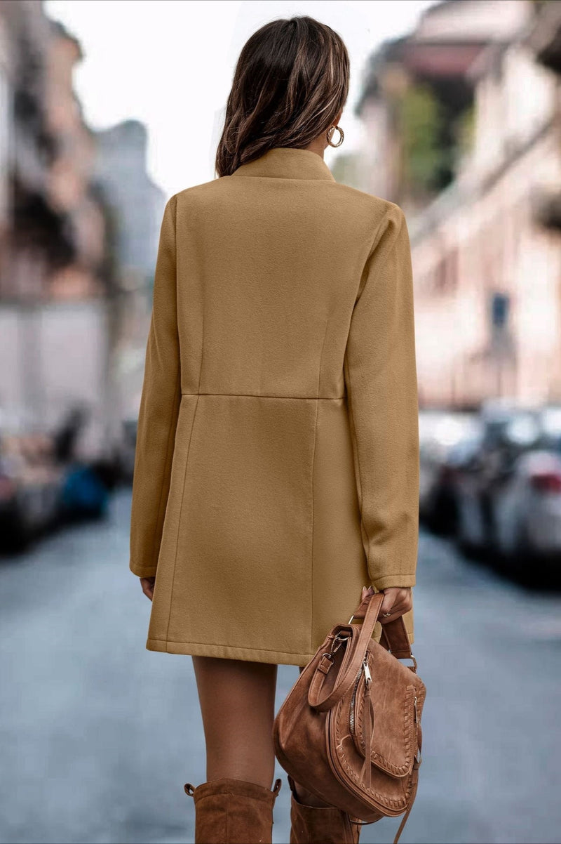 Brushed Wool Long Sleeve Coat
