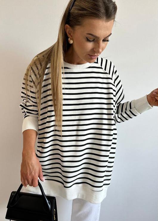 Striped Round Neck Pullover Sweater for