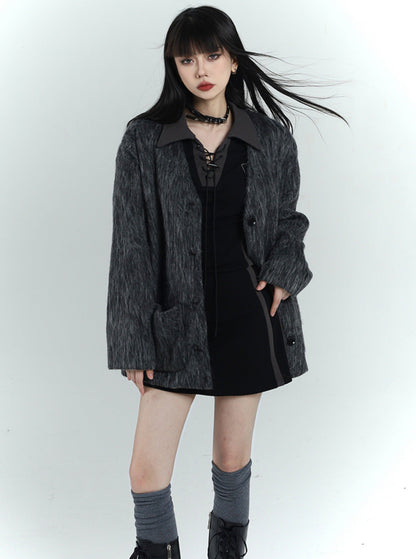 Lace-up Collar Mini Dress