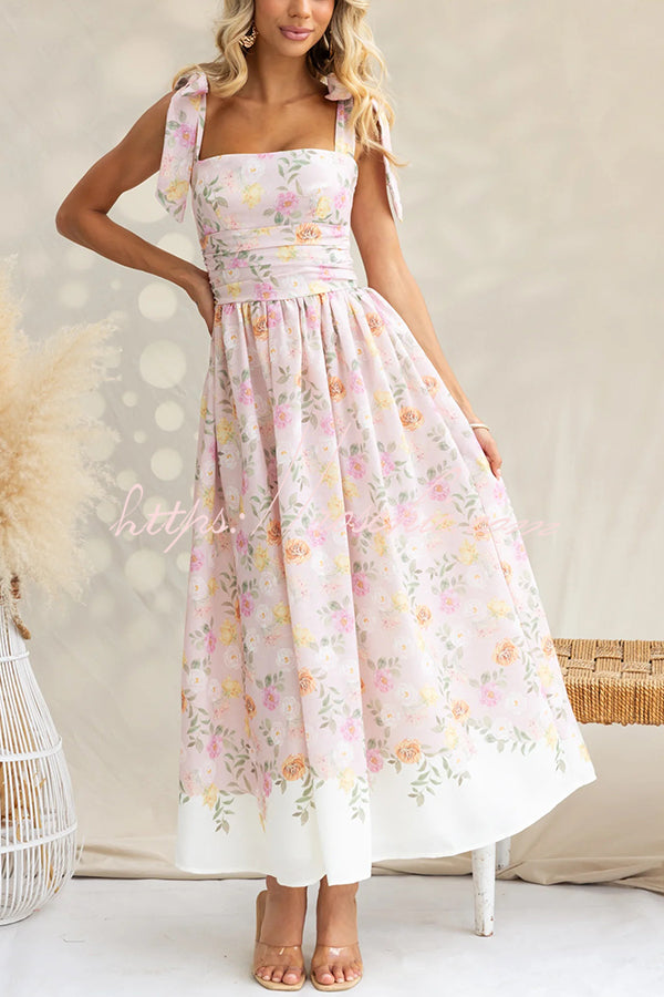 Print Suspenders Slim Maxi Dress