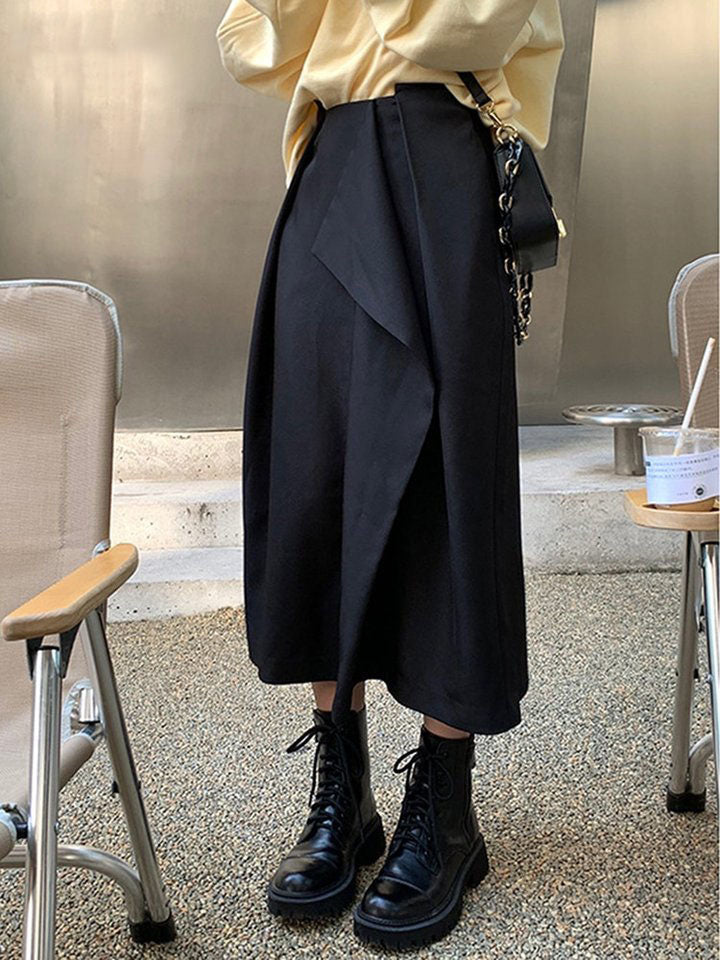 4.29stylish Red Irregular Pleated Patchwork Skirt