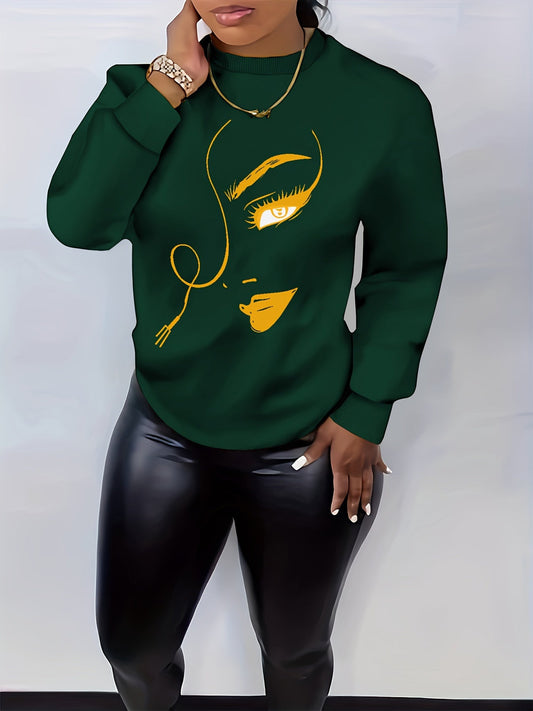 Graphic Print Pullover Sweatshirt Fg3549