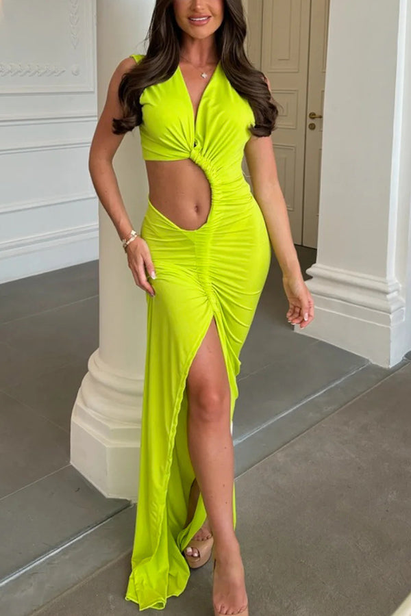 She__ a Winner Jersey Triple Loop Cutout Stretch Maxi Dress
