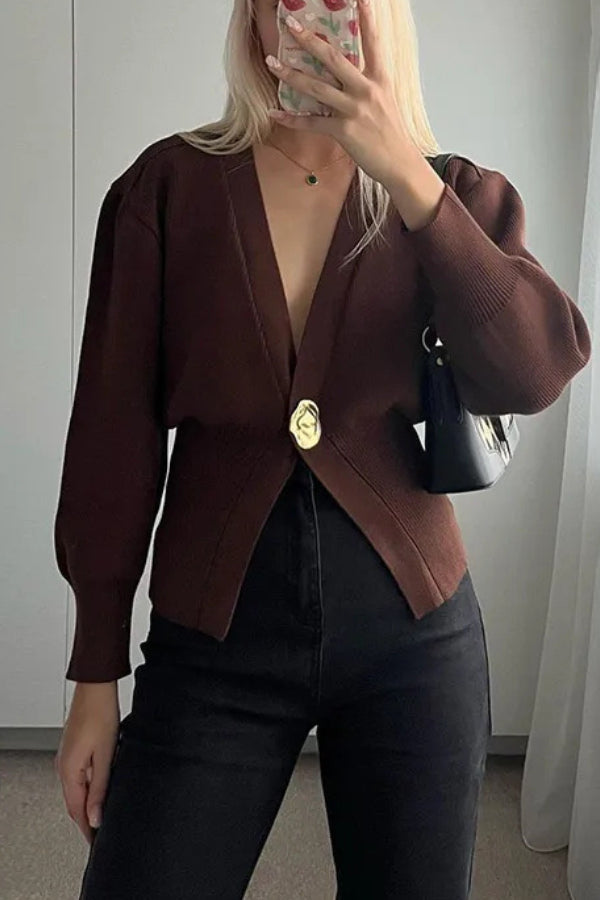 V-neck Button Knitted Cardigan