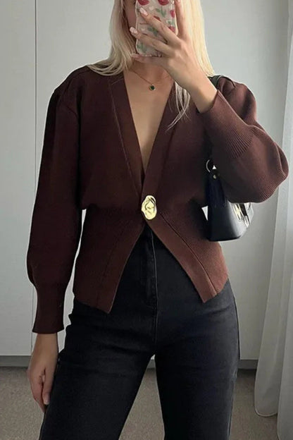 V-neck Button Knitted Cardigan