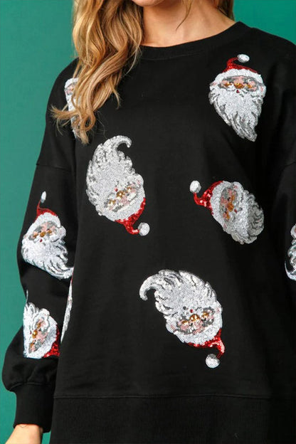 Round Neck Loose Halloween Sequined Sweatshirt
