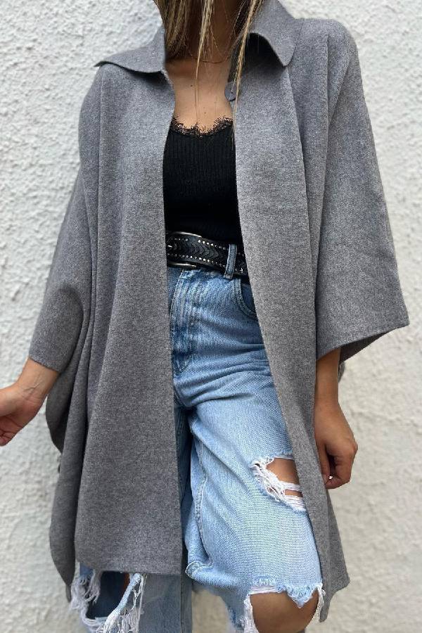 Color Cardigan Loose Single Button Windbreaker Jacket