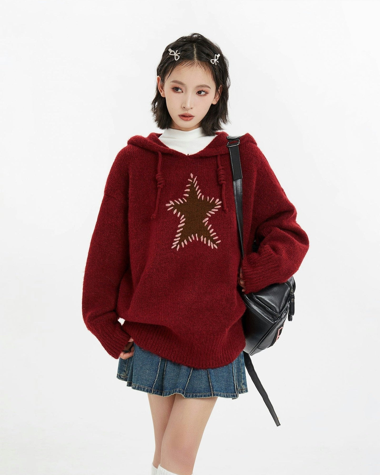 Oversized Star Patch Knit Sweater