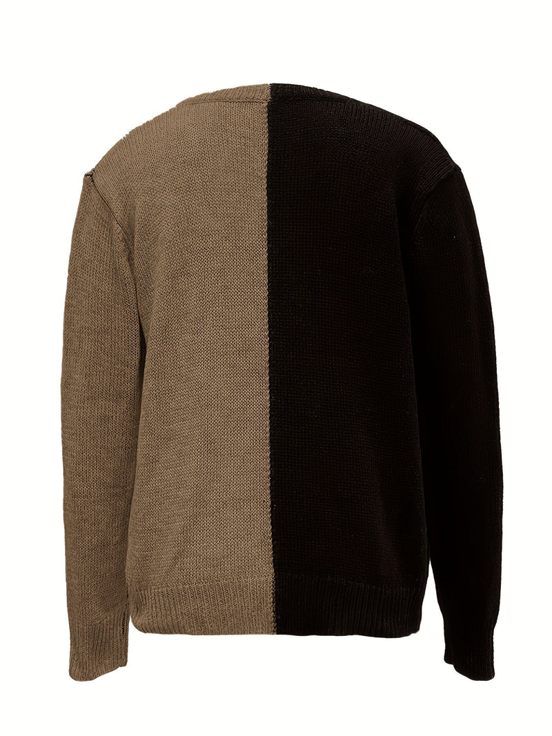 Contrast Color V Neck Pullover Sweater Er0257