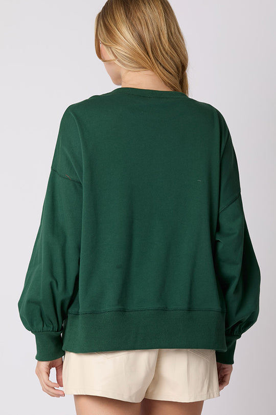 Christmas Bow Embellished Long-sleeved Sweatshirt