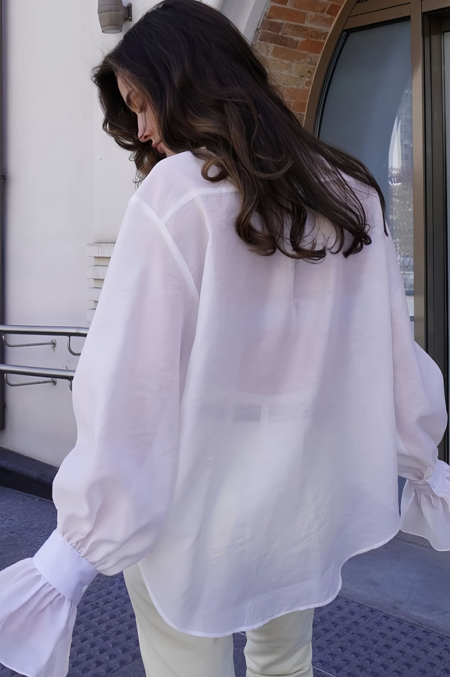 Ruffled Sleeve Loose Blouse