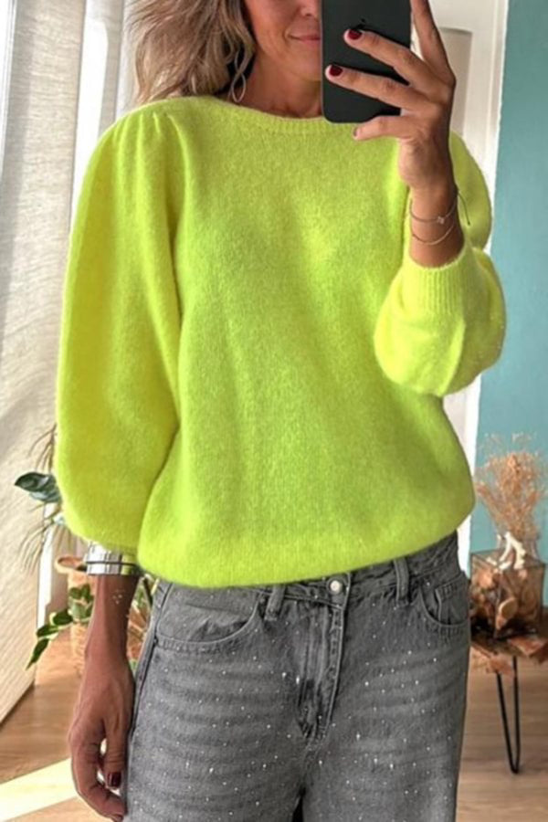 Bright Winter Day Knit Color Wide Neck Relaxed Sweater