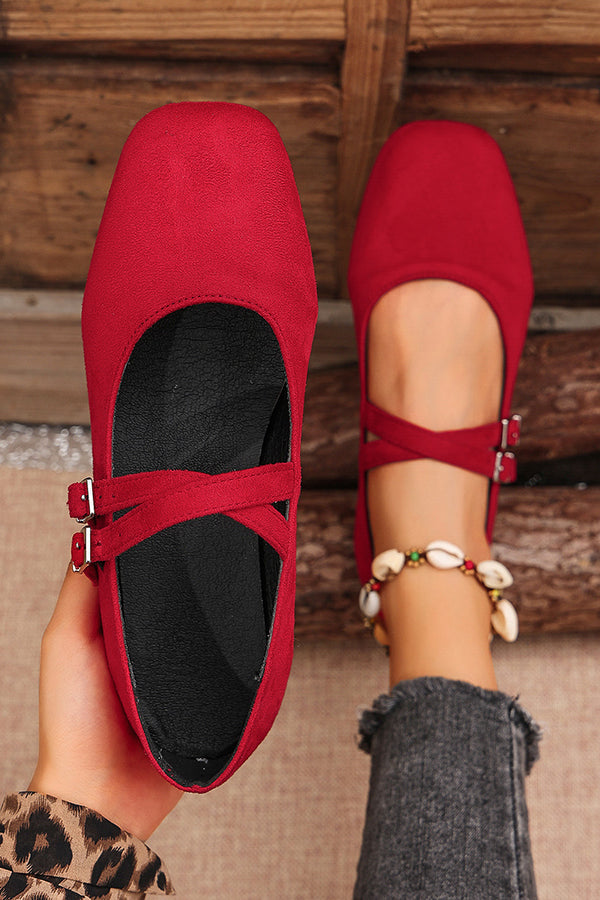 Fashionable Buckled Suede Round Toe Shoes