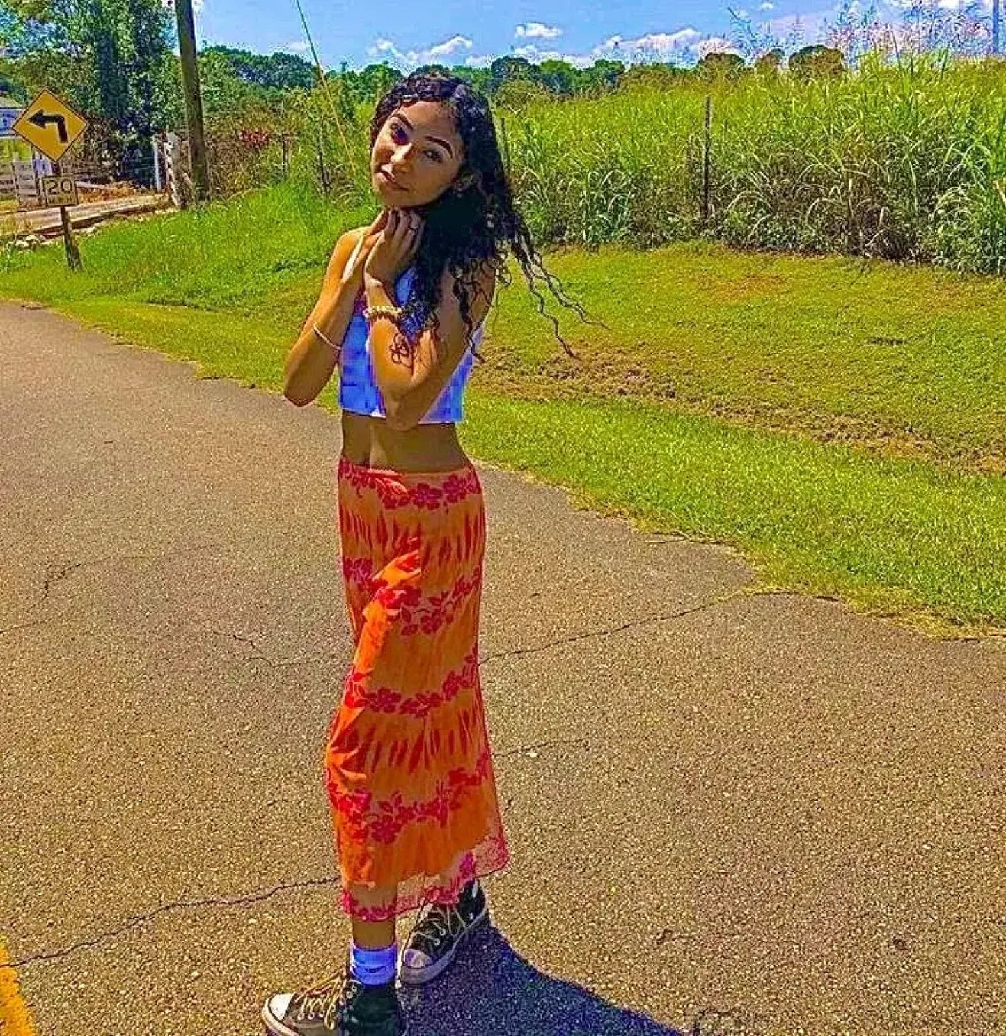 Aesthetic Printed Skirt Bright Beach Skirt
