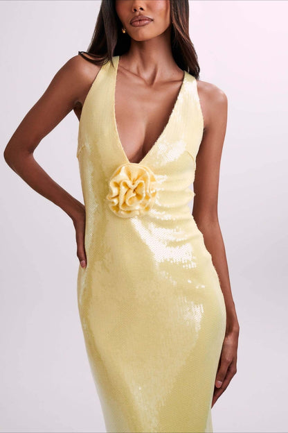 Backless Sequin Maxi Dress