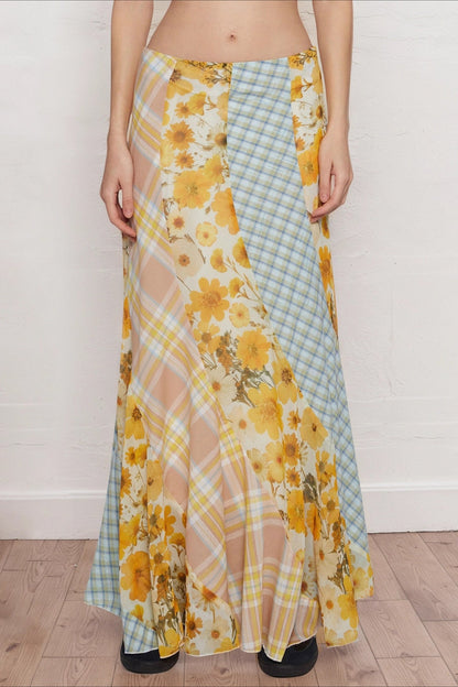 Contrast Panel Straight Skirt