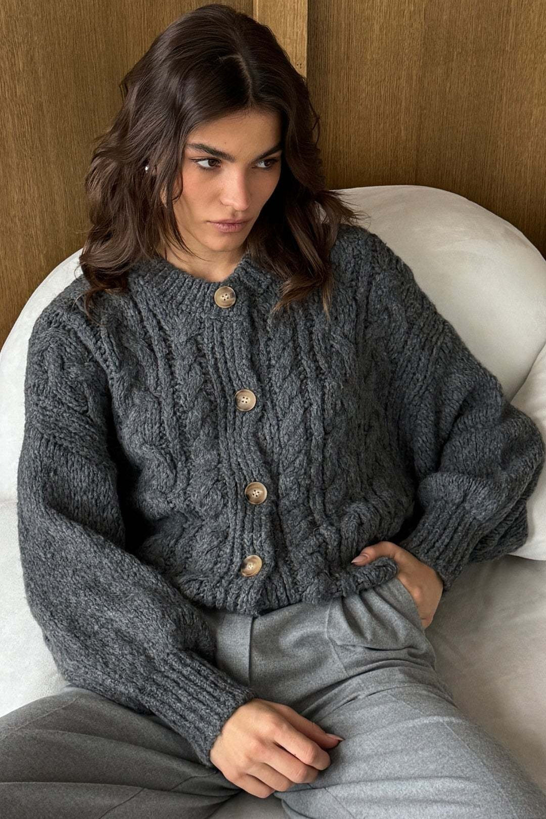 Cable Knit Crewneck Sweater