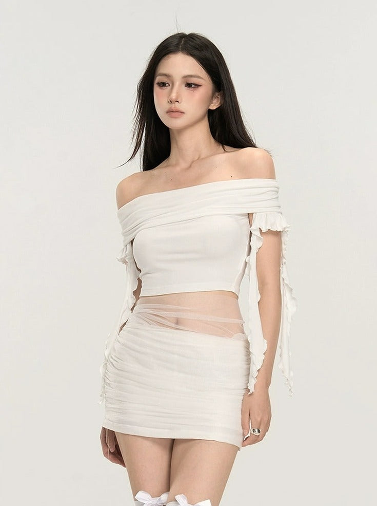 Off-shoulder Ruched Blouse