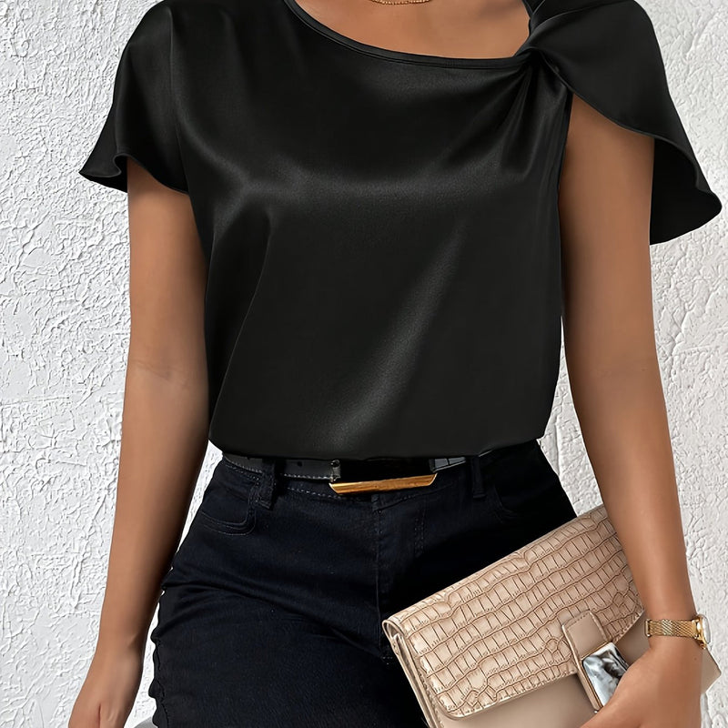 Leasa - Forward Shoulder Accent Blouse