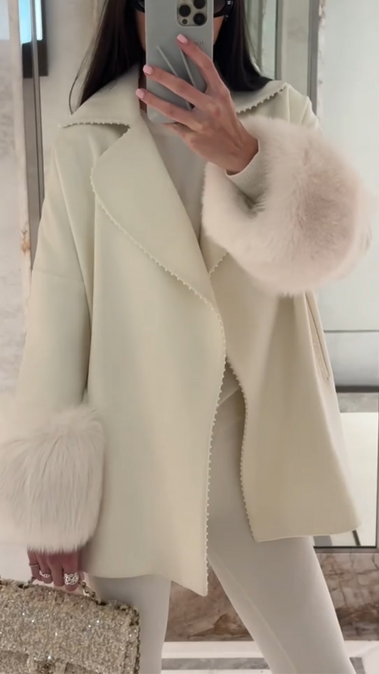 Collar and Cuffs Are Plush Temperament Coat