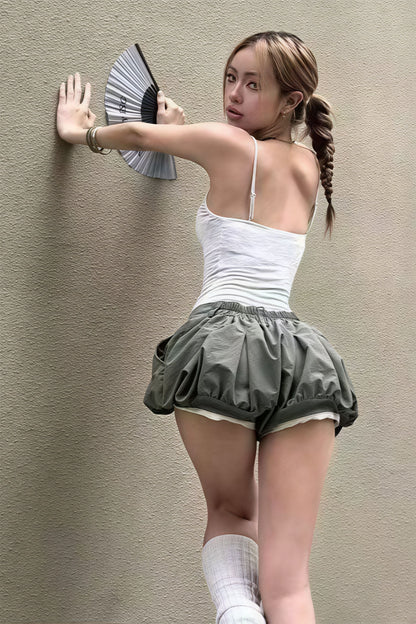 Low Waist Tulip Hem Shorts